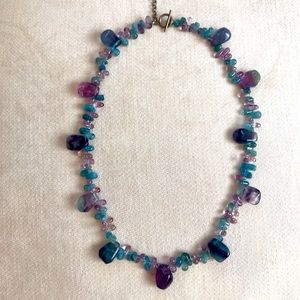 Purple Amethyst and Blue Larimar Necklace